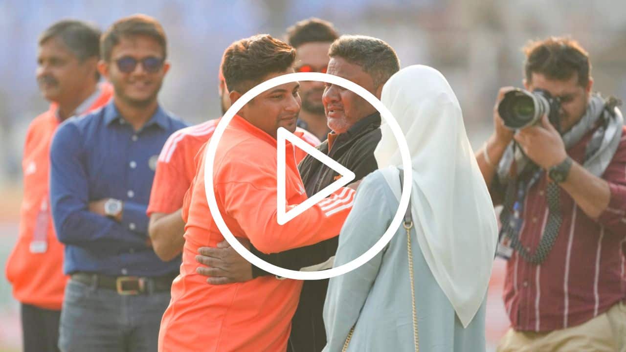 [Watch] Sarfaraz Khan Hugs Father After Receiving Maiden Test Cap Ahead Of Rajkot Test